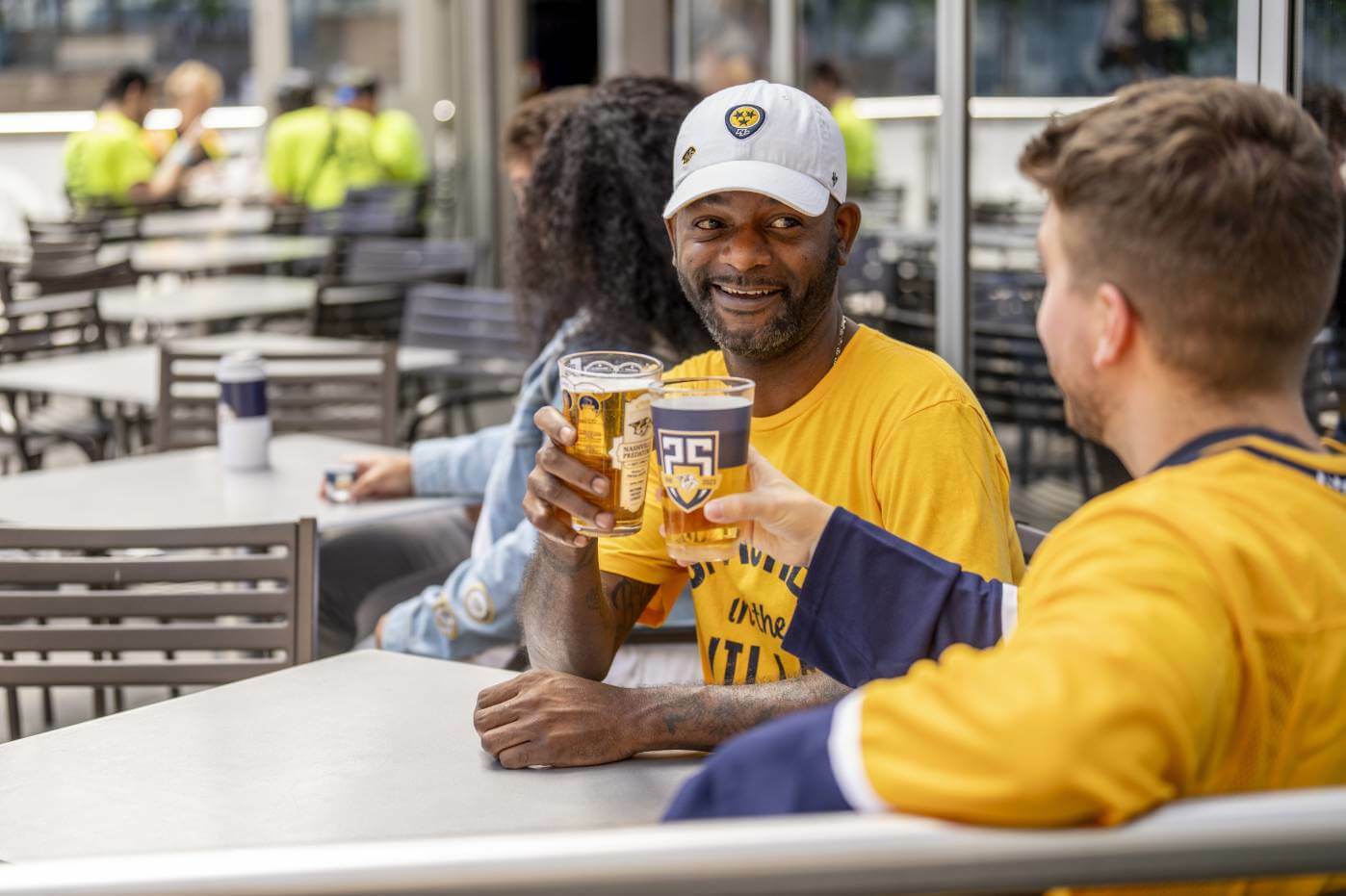 Customers shopping at the team store